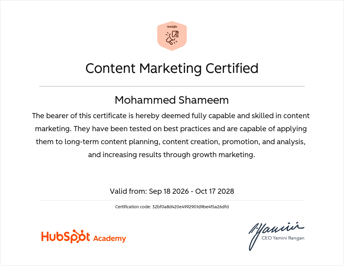 Content Marketing certification